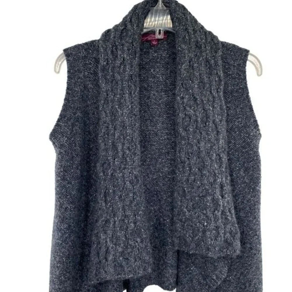 Eastside Westside Women's Wool Blend Marled Open Cable Knit Draped Sweater Vest